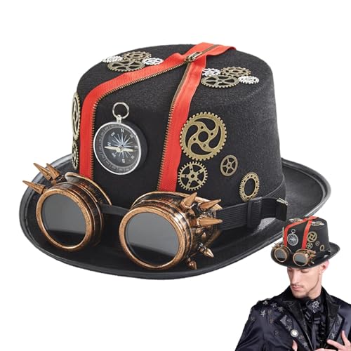 Generisch Herren Gothic Steampunk Hats - Kostüm Kopfbedeckung Halloween Hut Mit Abnehmbaren Brillen | Zeitreisende Kostüm Männer, Steampunk -Accessoires Für Erwachsene Männer Männer Generisch Herren Gothic Steampunk Hats - Kostüm Kopfbedeckung Halloween Hut Mit Abnehmbaren Brillen | Zeitreisende Kostüm Männer, Steampunk -Accessoires Für Erwachsene Männer Männer von Generisch
