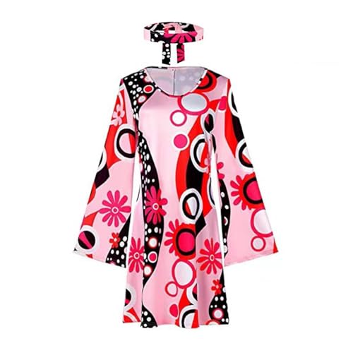 Generisch Hippie Kostüm Damen Karneval Kostüm Damen Kleid 60er Kleidung 80er 70er Jahre Bekleidung Damen Mit Hippie Hippie Accessoires Faschingskostüm Karneval Cosplay Outfits Hippie Kleidung Rosa M von Generisch