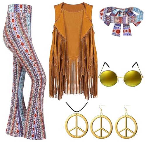 Generisch Hippie Kostüm Damen Set Fransen ärmellose Damen 60er 70er Jahre Halloween Kostüm Karneval Kostüm Damen Disco Faschingskostüme 9 Stück Set KostüM Hippie Damen FaschingskostüMe Damen Hippie Generisch Hippie Kostüm Damen Set Fransen ärmellose Damen 60er 70er Jahre Halloween Kostüm Karneval Kostüm Damen Disco Faschingskostüme 9 Stück Set KostüM Hippie Damen FaschingskostüMe Damen Hippie von Generisch