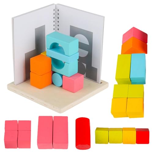 Generisch Holzbausteine, Building Block Toy | Bunte Holzstapel -Sensorikblöcke - Lernaktivität im Vorschulalter, logisches Denkspielraum für Zuhause, Schule, Kindergarten von Generisch