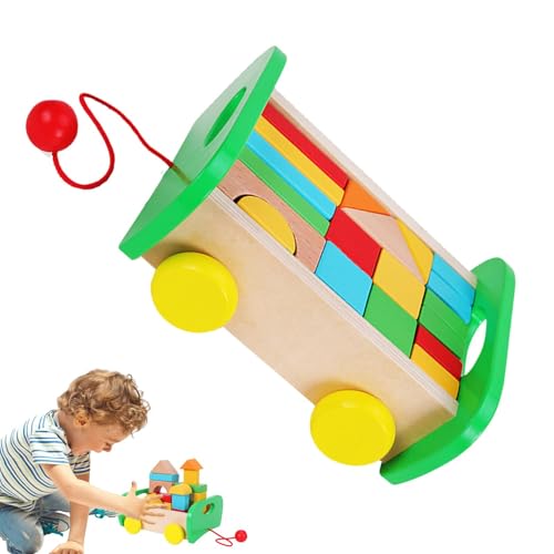 Generisch Holzbausteine,Holzbausteine ​​ - Holzklotzspielzeug für Kinder - Vorschul-Lernzubehör, pädagogische Stapelbausteine, stapelbare Autobausteine ​​für, Mädchen, Kinder von Generisch