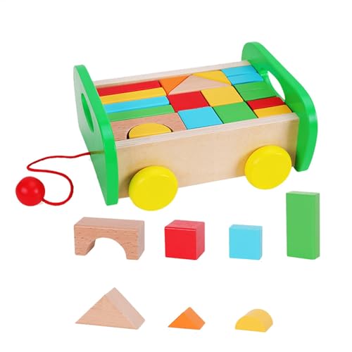 Generisch Holzbausteine,Holzbausteine ​​ - Kinderblöcke Bauspielzeug,Bauauto-Spielzeug, Vorschul-Lernzubehör, Lernspielzeug für und Mädchen ab 3 Jahren von Generisch