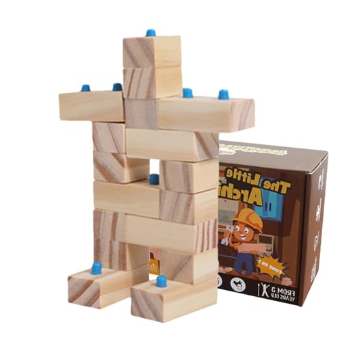 Generisch Holzbausteine ​​für Kinder, Holzbausteine ​​Set,Stapelspiel -Konstruktion Spielzeug Set | Vorschullernungspädagogikspielzeug für und Mädchen von Generisch