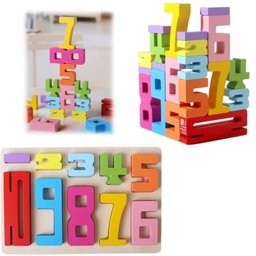 Generisch Holzbausteine ​​mit Zahlen für Kinder, Holzbaustein-Set mit Zahlen 11-20, pädagogisches Puzzlespiel, Montessori-Holzzahlen (10 STK) von Generisch