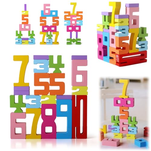 Generisch Holzbausteine ​​mit Zahlen für Kinder, Holzbaustein-Set mit Zahlen 11-20, pädagogisches Puzzlespiel, Montessori-Holzzahlen (20 STK) von Generisch