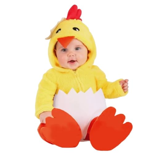 Generisch Huhn Kostüm Kinder, Osterkostüm Süße Küken Kostüm Gelb Flanell Overall Baby Frühling, Ostern Outfits Für Jungs Und Mädchen von Generisch