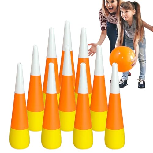 Generisch Inflatable Bowling Set, Educational Motor Skills Toys, Indoor Outdoor Inflatable Bowling Games with Pins, 55x15cm Motor Skills Development Bowling Toys for Family Fun & Outdoor Games von Generisch