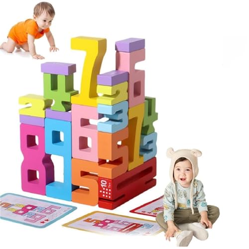 Generisch Inspirierte hölzerne Zahlenblöcke, 20pc Nummer hölzerne Bauklötze Set, 3D Digital Puzzle Baby Blöcke Spielzeug, Kinder Jungen & Mädchen Stacking Toy Nummer Puzzle-Blöcke (1pcs) von Generisch