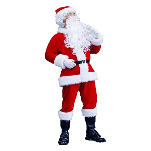 Generisch Kalender 2025,Weihnachtsmann Kostüm Herren-Nikolaus Kostüm Set Für Erwachsene Santa Claus Costume-Nikolauskostüm-Weihnachtsmannkostüm-Sant Weihnachtskostüm Weihnachtsma Weihnachtsoutfit von Generisch