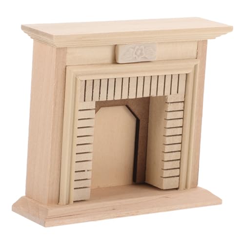 Generisch Kamin Im Puppenhaus Zubehör Für Puppenhäuser Mini-hausdekoration Kaminmodell Miniatur Miniatur-puppenhauszubehör Kamin Simulieren Puppenhausmöbel Mini-Kamin DIY Beige Hölzern von Generisch