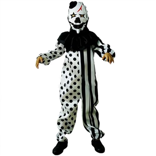 Generisch Kampfsport Anzug Kinder Kinder-Overall, Halloween-Clown, gepunktet, Spitzenkragen, Streifen-Overall, Halloween-Kostüm Baby Erstausstattung Sommer (C, 4-6 Years) von Generisch