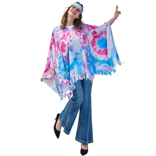 Generisch Karneval Kostüm Damen, Mamell, 70er Jahre Hippy Hippie Kleidung Damen, Abba Karneval Hippie Accessoires, Faschingskostüm Damen, Hippie Kleid Damen, Kostüm Damen, Abba Kostüm Damen von Generisch