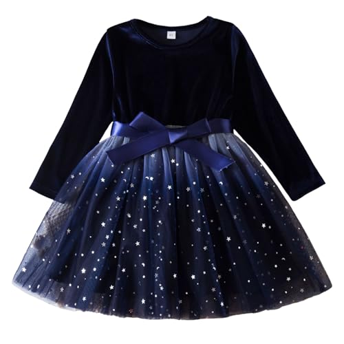 Generisch Karneval Samtkleid Mädchen Tüll Tutu Langarm Tülkleid Kleinkind Prinzessin Kleid Festkleider Partykleid Fasching Kinderkleider mit Pailletten von Generisch