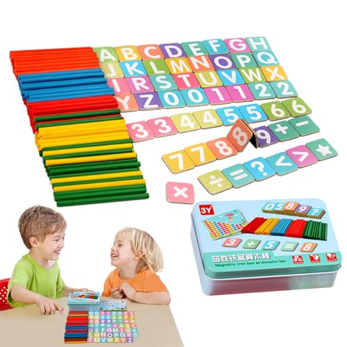 Generisch Karten und Stäbchen zum Zählen von Zahlen, Mathespielzeug zum Zählen,Pädagogische Holzstäbe Mathe-Lernspielzeug - Zahlenkarten und Zählstäbe zum Lernen von pädagogischem Heimschulbedarf von Generisch