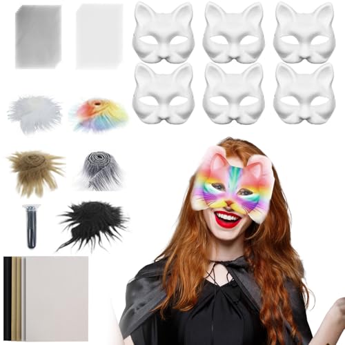 Generisch Katzenmasken Set | Masken Bastelset - Zubehör Mit Netzstoff Filz Kostüm Requisite Für Party Karneval Cosplay Damen Herren Generisch Katzenmasken Set | Masken Bastelset - Zubehör Mit Netzstoff Filz Kostüm Requisite Für Party Karneval Cosplay Damen Herren von Generisch