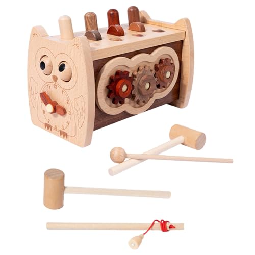 Generisch Kids Hammering Toy, Wooden Children Hammering Toys, Cartoon Sensory Toy, Fun Hammer Activity for Hand-Eye Coordination and Fine Motor Skills Development, 8.27x4.72x5.39 Inch von Generisch