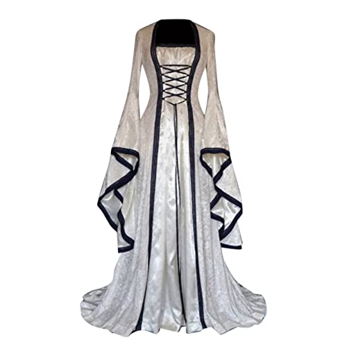 Generisch Kleider Große Größen Damen Mittelalter Kostüme Mittelalter Kleid Renaissance Retro Partykleid Gothic Kleider Halloween Karneval Kostüm Vintage Maxikleid Für Halloween Karneval Kostüm von Generisch