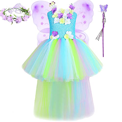 Generisch Kleinkind Baby Frühling Floral Ärmellos Fee Kostüm Kostüme Karneval Kostüm Zubehör Set Tutu Prinzessin Kleid Adventsgeschichten Jugendliche (Purple, 10-12 Years) von Generisch