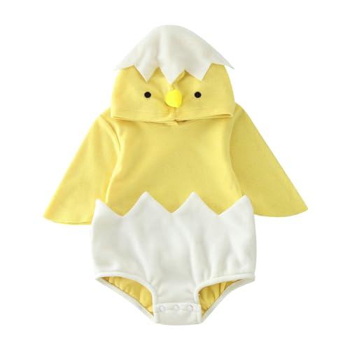 Generisch Kleinkind Jungen Mädchen Cosplay Huhn Tier Kostüm Winter Fleece Kapuzen Strampler Bodys Kleidung Langarmig Body Baby Tüllrock Mädchen von Generisch