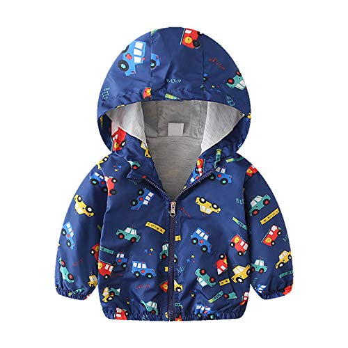 Generisch Kostüm 1 Jahr Junge Kleinkind Kinder Baby Grillen Auto Druck Jacke Reißverschluss Windschutzmantel mit Kapuze Polizei Set Kind (Navy, 3-4 Years) von Generisch