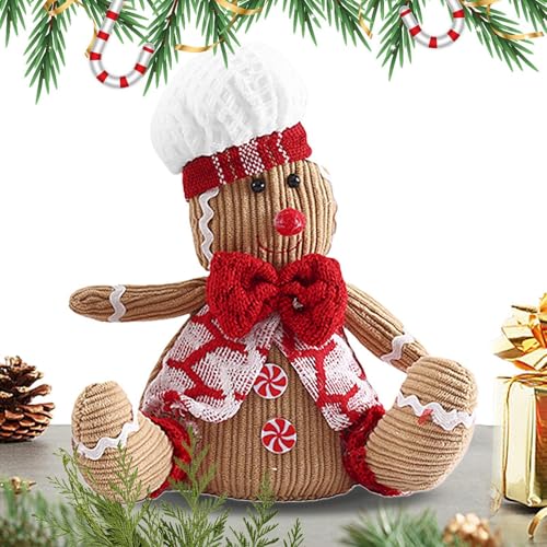 Generisch Lebkuchen-Nachtlicht,Lebkuchenmann-Puppe,Leuchtende Lebkuchen-Plüschfiguren mit Kochmütze | 26 cm/10 Zoll Festliche Plätzchen-Plüschpuppe, Stofftiere, festlicher Plüsch für Kinder, Kinder von Generisch