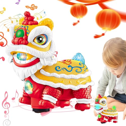 Generisch Lion Dance Toy | Chinese Lion Toy | Lion Toy Figure | Dance Lion Toy | Lion Car Dashboard Ornaments | Shaking Waking Lucky Lion Dance Model with Light and Music for Home Decoration von Generisch