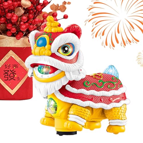 Generisch Lion Dance Toy | Chinese Lion Toy | Lion Toy Figure | Dance Lion Toy | Lion Car Dashboard Ornaments | Shaking Waking Lucky Lion Dance Model with Light and Music for Home Decoration von Generisch