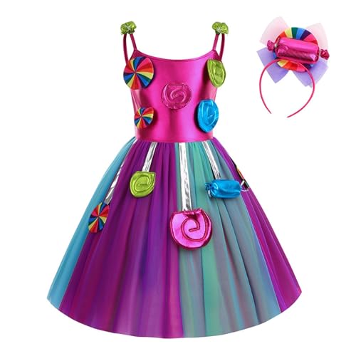 Generisch Lutscher Süssigkeit Karneval Kostüm Kleid Verkleidung mit Zubehör Mädchen Prinzessin Kostüm Party Kleid Faschingskostüm für Karneval Halloween Cosplay Party von Generisch