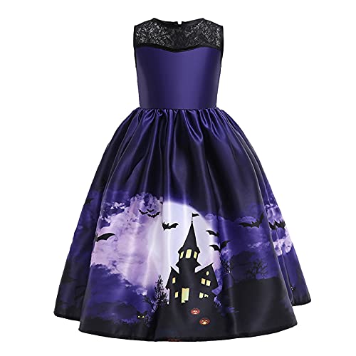 Generisch Mädchen Halloween Rock Fledermaus Kleid Kinder Hexe Kleid Bedruckte Tutu Rock Mottoparty Karneval Verkleidung Kostüm Halloween Outdoor Kleidung 4-12 Jahre von Generisch