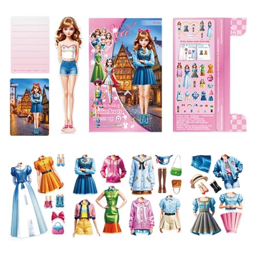 Generisch Magnetic Paper Dolls, Magnetic Princess Dress Up Game, Toddler Activities Magnet Dress Up Sticker Book, Children's Educational Toy for Girls, Magnetic Princess Set, Toddler Activity Game von Generisch