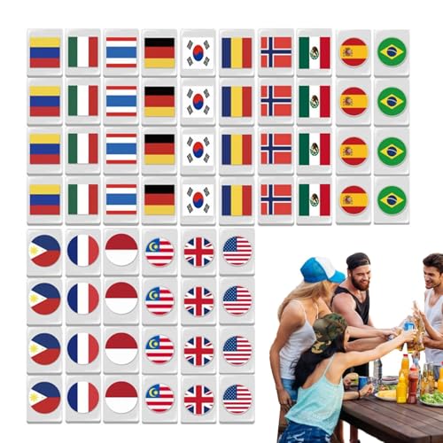 Generisch Mahjong -Fliesen Set | 65pcs Mahjong Flag -Muster -Spielblöcke - Seaside Escape Family Brettspiele, Familienpartyspiele Mahjong -Kacheln Set für Picknick von Generisch