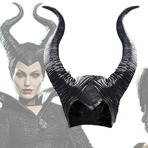 Generisch Maleficent Hörner Teufelshörner Hexenhörner Kopfschmuck Dunkle Königin Hörner Stirnband für Halloween Party Cosplay (R) von Generisch