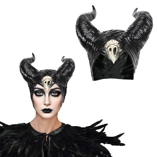 Generisch Maleficent Hörner Teufelshörner Hexenhörner Kopfschmuck Dunkle Königin Hörner Stirnband für Halloween Party Cosplay (T) von Generisch