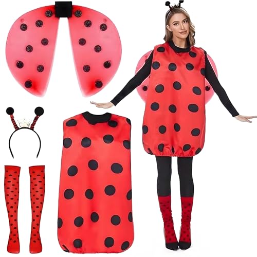 Generisch Marienkäfer Kostüm Damen – Komplettes Set mit Weste, Strümpfen, Flügeln und Haarband – Perfekt für Halloween, Karneval und Cosplay-Partys Generisch Marienkäfer Kostüm Damen – Komplettes Set mit Weste, Strümpfen, Flügeln und Haarband – Perfekt für Halloween, Karneval und Cosplay-Partys von Generisch
