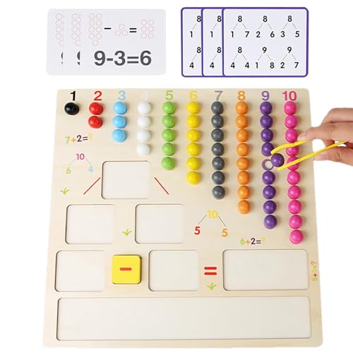 Generisch Mathe-Perlenspielzeug für Kinder, Mathe-Perlenbrett | Mathe-Spiel für Kleinkinder | Lern-Mathe-Spiele für Kinder, Holz-Regenbogenperlen-Zählspielzeug, Lerntafel für Kinder von Generisch