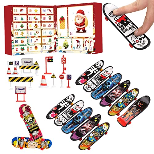 Generisch Mini-Skateboards-Spielzeug für Kinder – Finger-Skateboards-Adventskalender 2024, Mini-Finger-Skateboard-Adventskalender – Fingerboards-Spielzeug-Skateboards für Kinder-Partygeschenke von Generisch