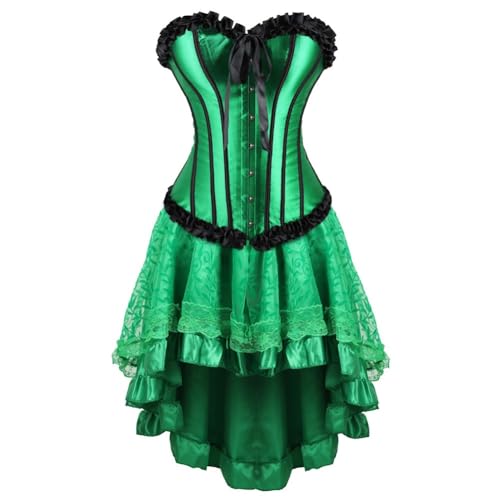 Generisch Mittelalter Kleid Damen Lange A-Linie Renaissance Kostüm Hohe Taille Viktorianisches Kleidung Karneval Gesmokt Kleider Trompetenärmel Cosplay Vintage Steampunk Maxikleid Kurzarm Trachten von Generisch