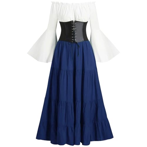 Generisch Mittelalter Kleidung Damen Renaissance Viktorianisches Kleid mit Trompetenärmel Hexen Kostüm Hoher Taille Gothic Retro Kleider Langarm Karneval Halloween Party Dress Maxikleid Generisch Mittelalter Kleidung Damen Renaissance Viktorianisches Kleid mit Trompetenärmel Hexen Kostüm Hoher Taille Gothic Retro Kleider Langarm Karneval Halloween Party Dress Maxikleid von Generisch