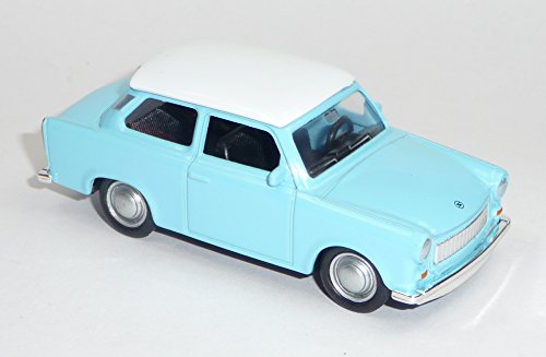 Generisch Modellauto kompatibel mit Trabant 601 hellblau mit weißem Dach ca. 1:60 = 7-8 cm Spritzguss Metall von Generisch