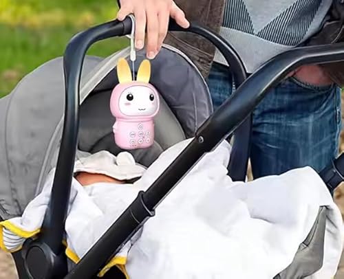 Generisch Musikalischer Baby-Roboter mit Hasenohren, Spieluhr für Kinderwagen, Rosa von Generisch