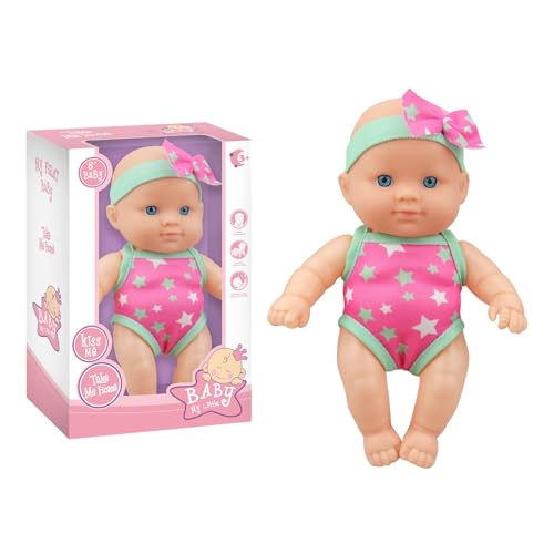 Generisch My Little Baby Puppe mit Badeanzug, 21,5 cm, Sternenmuster in Pink und Mint von Generisch