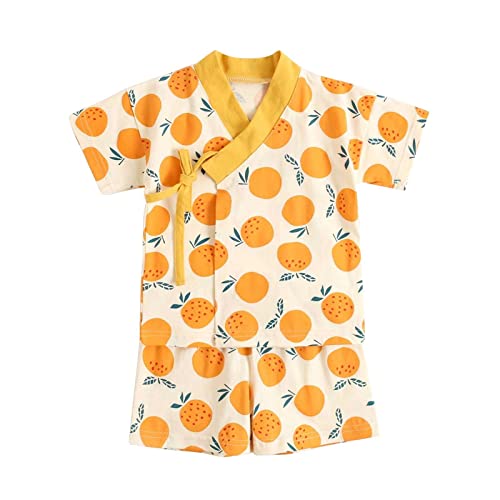 Generisch Neugeborenes Baby, Jungen, Obstdruck, Frühling, Sommer, Kurzarm, japanisches Outfit, Kostüm im japanischen Stil Kinderverkleidungen (Yellow, 12-18 Months) von Generisch