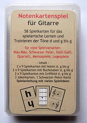 Generisch Notenkartenspiel für Gitarre (Töne d', g' -g'') - Mau-Mau, Schwarzer Peter, Halli-Galli, Quartett mit Noten Spielen von Generisch