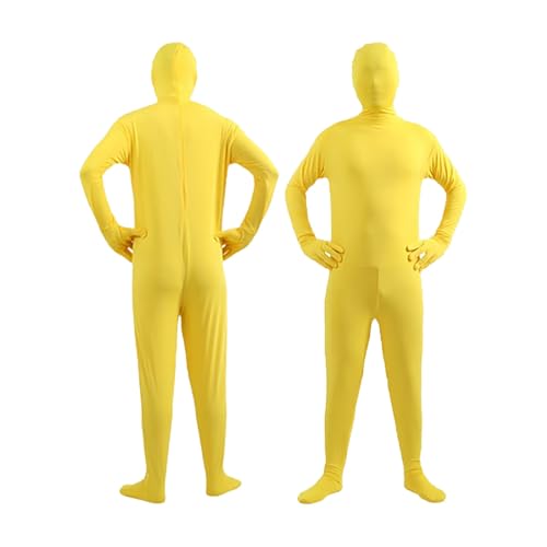 Generisch Open Face Bodysuit Jumpsuit Zentai Kostüm Bodysuit für Erwachsene Halloween Party Cosplay Orange Tight Ganzkörperanzug Kostüm Halloween Karneval Weihnachten Unisex von Generisch