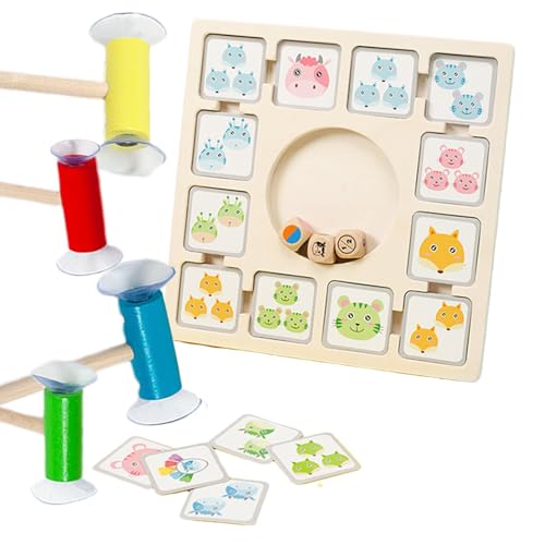 Passendes Denkspiel, Streichholzschach aus Holz - Holz-Erinnerungsspiel, Farb-Denkspiel,Lernspiele mit Tierkarten für und Mädchen, Kinder ab 4 Jahren, Familienfreunde von Generisch