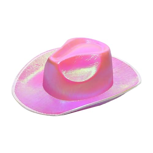 Generisch Pinker Cowboyhut für Damen, Filz-Western-Cowboyhut mit Halsband, Krone, rosa Cowgirl-Hut, Cosplay-Party-Kostüm-Zubehör, Spielverkleiden für Frauen Hippie KostüM Karneval KostüMe von Generisch