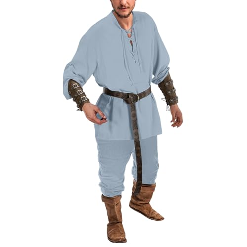 Generisch Piratenkostüm Herren, Mittelalter Kleidung Herren Renaissance Samurai Joint Piratenkostüm Mit Piratenhemd Wikinger Kostüm Faschings Ritterkostüm, Blau, M Generisch Piratenkostüm Herren, Mittelalter Kleidung Herren Renaissance Samurai Joint Piratenkostüm Mit Piratenhemd Wikinger Kostüm Faschings Ritterkostüm, Blau, M von Generisch