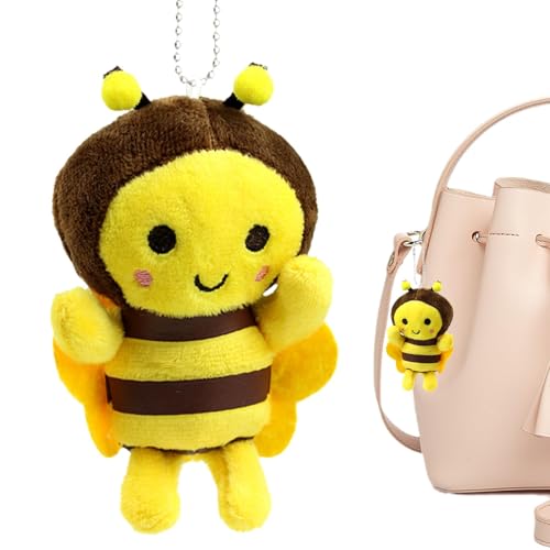 Generisch Plüsch-Anhänger – 12 X 7 X 5 cm, Kuscheltier-Puppen-Anhänger | Tiere Plüschanhänger Stofftier | Tragbares Plüsch-Bienenspielzeug, Anhänger-Plüschtier Für Schultasche, Autoinnenrau von Generisch