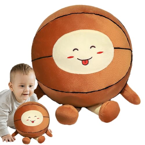 Generisch Plüsch-Basketballspielzeug,Plüsch-Basketball,Süße Plüschkissenpuppe | Stofftier-Sofa-Ornament, 25 cm, weicher und niedlicher Basketball mit Füßen, Stofftier für Kinder von Generisch