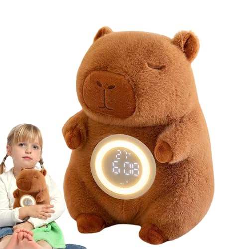 Generisch Plüsch-Wecker,Wecker-Plüsch - Tischlampe Capybara | Kleine Weckerlampe, süßes Nachtlicht, digitaler Tischwecker, Tischlampe für Teenager und Kleinkinder von Generisch